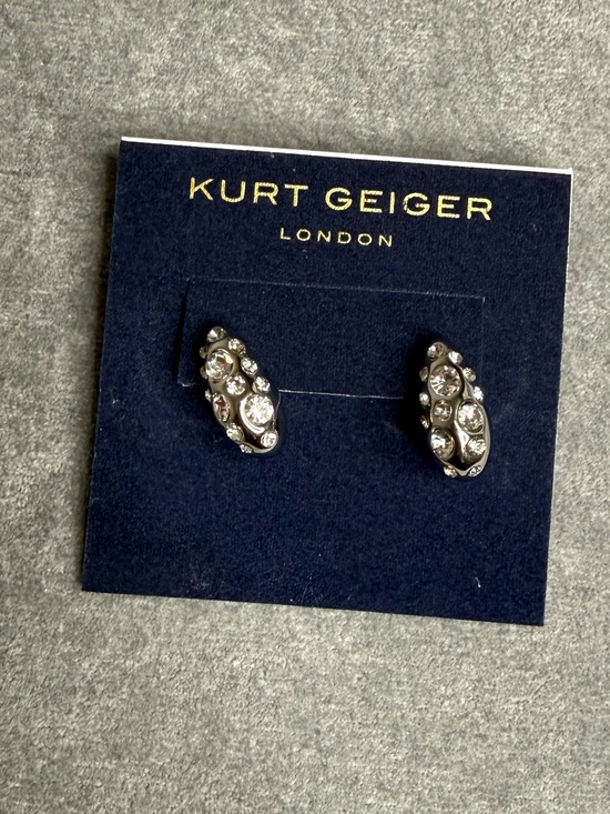 Kurt Geiger Jewelry - NWT Kurt Geiger Bombay Pavé CZ Dome Hoop Earrings, Silver/ Crystal